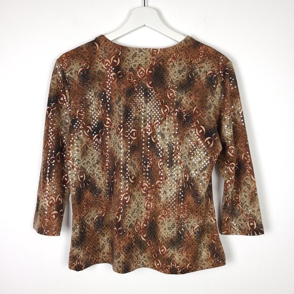 Vintage Brown Eclectic 90s Patterned Whimsigoth Top - Picture 7 of 7